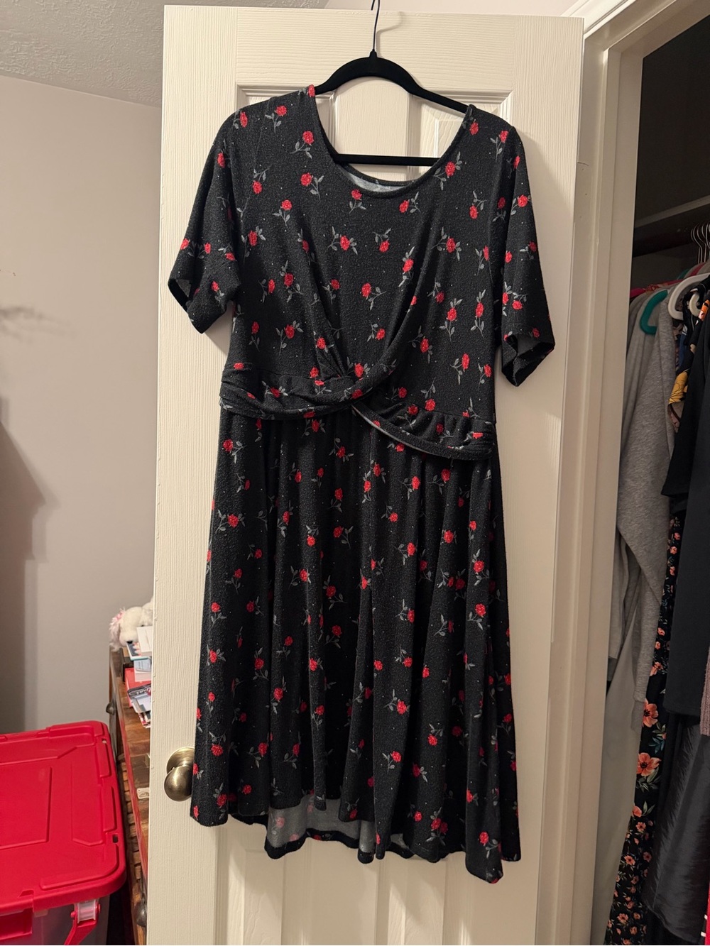 torrid Black Dress with Red Rose Print
